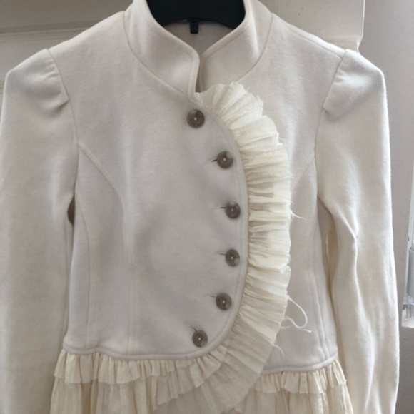Free People Military Ruffle Jacket in Ivory Size 4 - Picture 7 of 16